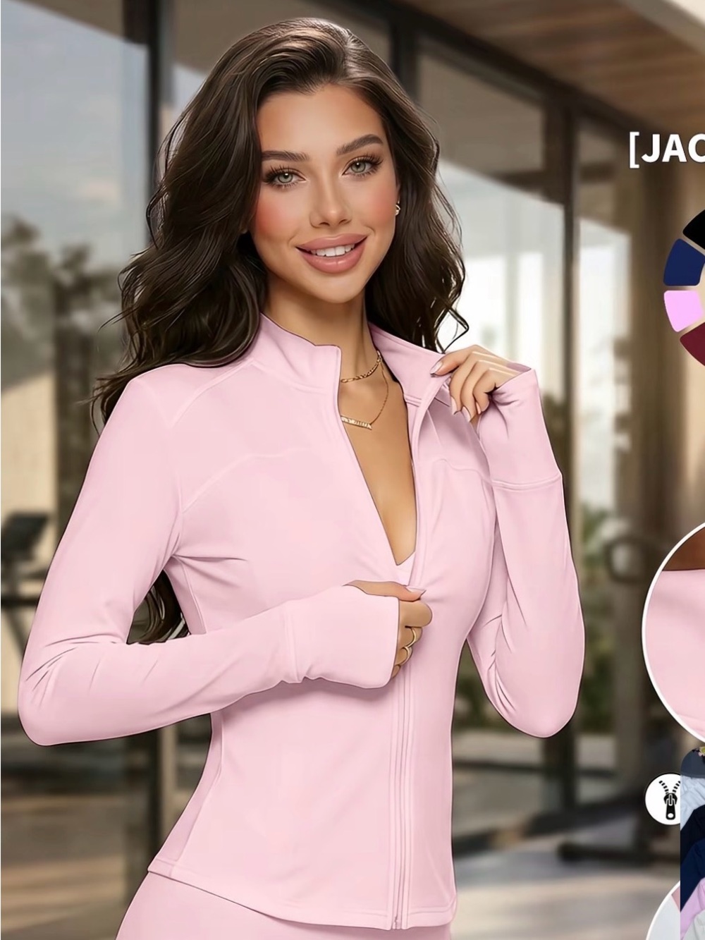 Soft Pink Thumbhole Zip Jacket